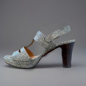 new Chie Mihara “Lusca” Snake-Print Sandals in Black Leather Size 7